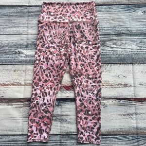 EVCR Evolution and Creation Pink Leopard Print 7/8 high waist Mia Leggings EUC